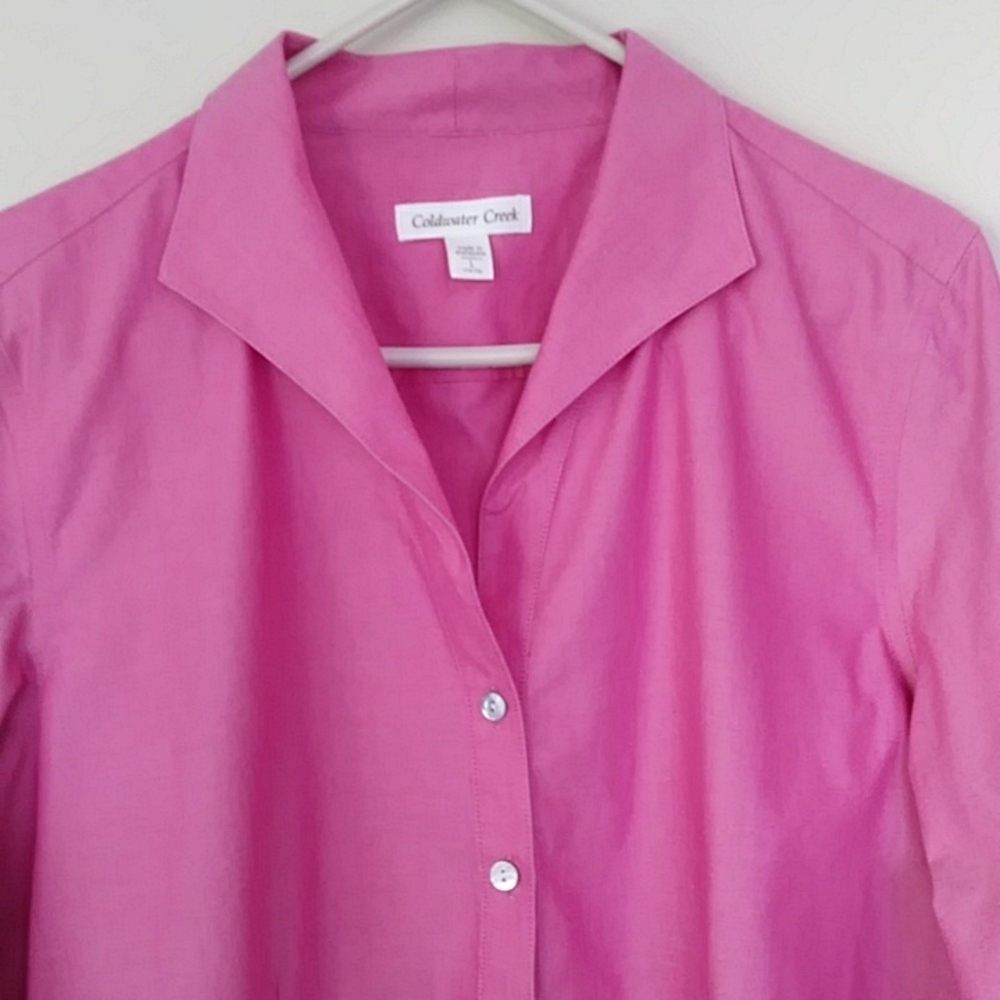 Coldwater Creek Button Up Button Down Blouse L Pi… - image 4